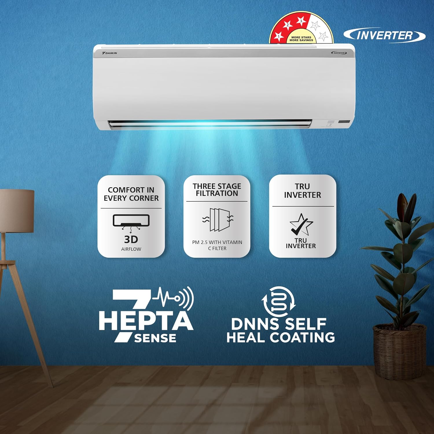 Buy Daikin 1.5 Ton 3 Star Inverter Split AC – DAI-15-INV