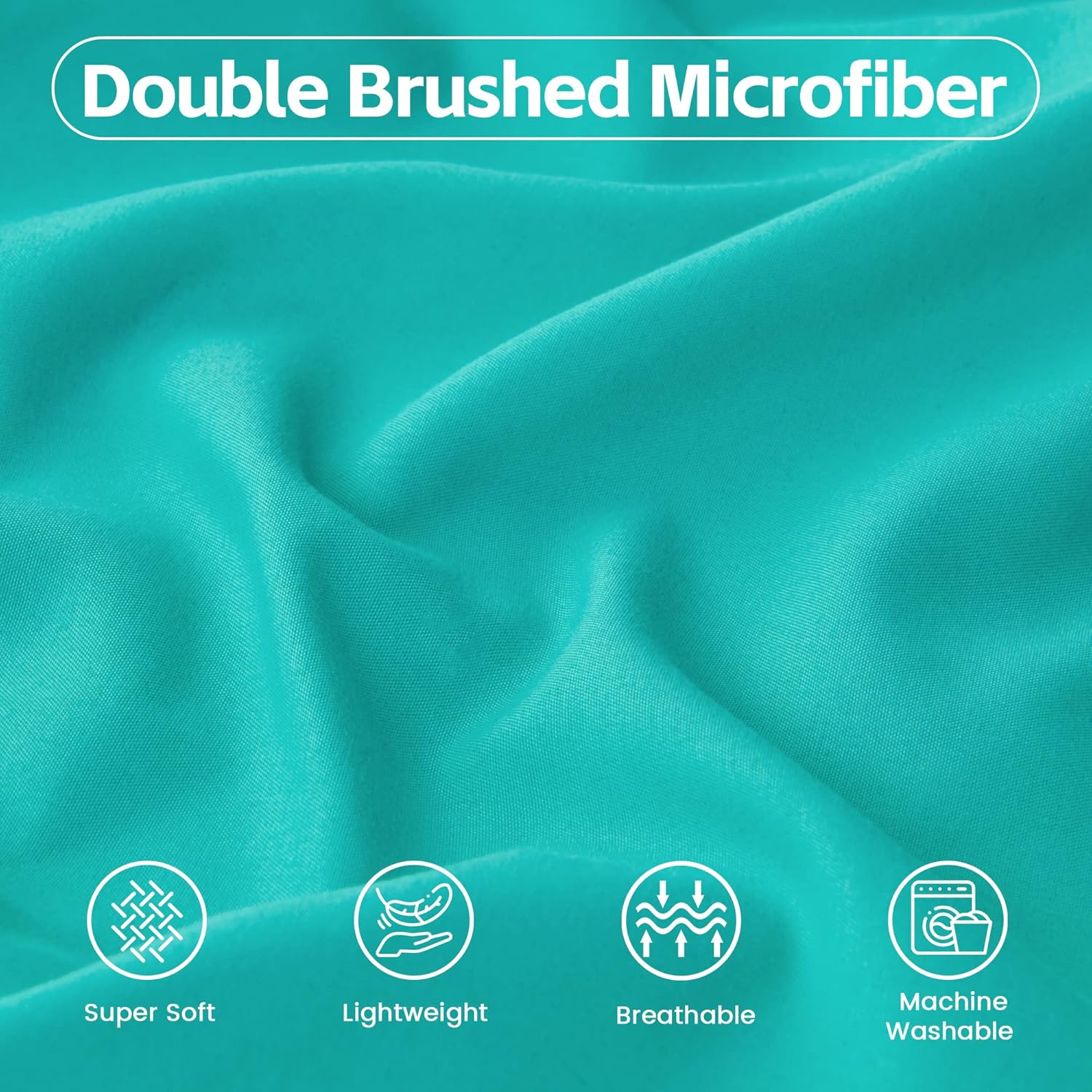 LINENOVA Queen Fitted Sheet – Ultra Soft 1800TC Double Brushed Microfiber, Deep Pocket Fits Mattresses up to 40cm – 1 Piece - Teal