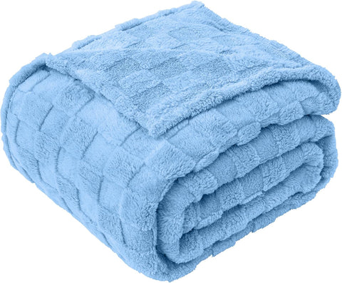 LINENCART Fleece Throw Blanket Queen Size, 300GSM Checkered Coral Fleece Blanket for Couch or Bed, Soft Lightweight Warm Blankets for All Seasons, Charcoal, 220 x 240 cm