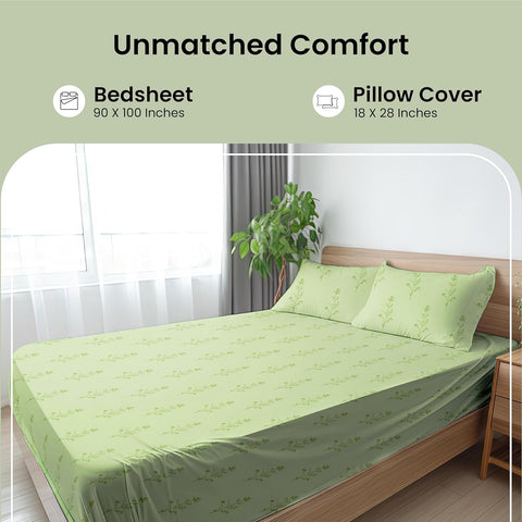 LINENCART Bamboo King Size Bedsheet with 2 Pillow Covers | 100x106 in | 300 TC Floral Printed Bedsheet for Double Bed King Size | Ultra Soft & Anti-Microbial King Size Bed Sheet | Pack of 1, Aqua Blue
