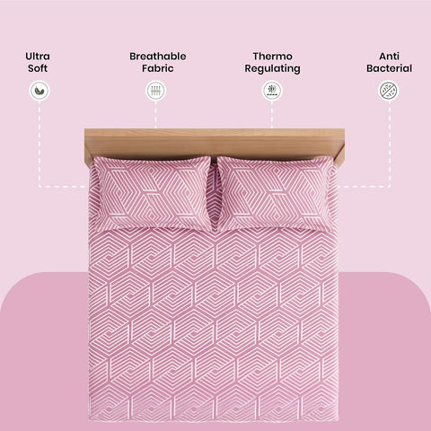 LINENCART Bamboo King Size Bedsheet with 2 Pillow Covers | 100x106 in | 300 TC Floral Printed Bedsheet for Double Bed King Size | Ultra Soft & Anti-Microbial King Size Bed Sheet | Pack of 1, Aqua Blue
