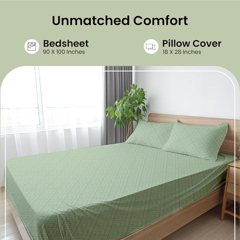 LINENCART Bamboo King Size Bedsheet with 2 Pillow Covers | 100x106 in | 300 TC Floral Printed Bedsheet for Double Bed King Size | Ultra Soft & Anti-Microbial King Size Bed Sheet | Pack of 1, Aqua Blue