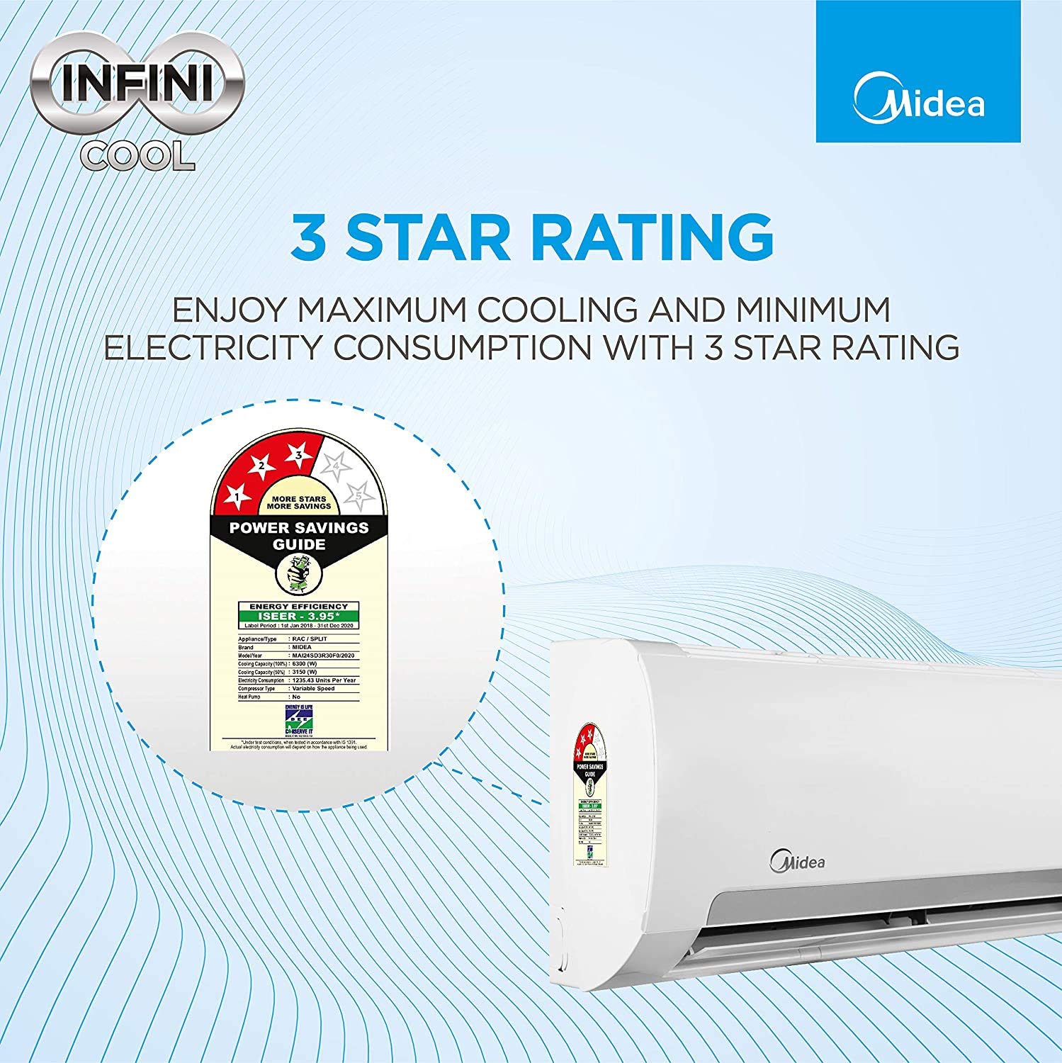 Buy Midea 2 Ton 3 Star Inverter Split AC – SANTIS PRO-X DLX