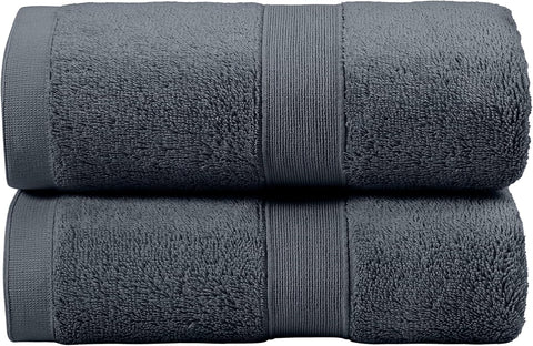 LINENOVA 2-Piece Bath Sheets Towels - 90x180cm, 100% Combed Cotton Large Jumbo Bath Towels for Bathroom, 650GSM Oversized Bath Sheet Super-Soft & Absorbent Towels for Hotel & Spa, Charcoal