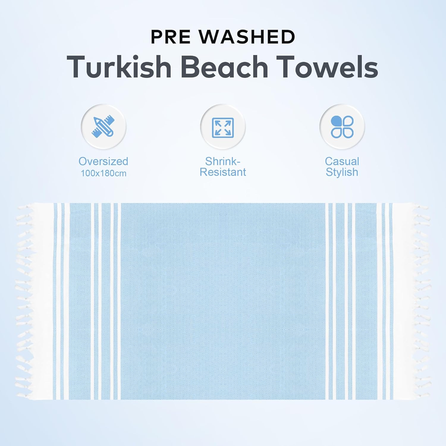 LINENKART 100% Cotton Turkish Beach Towel 180×100cm, Oversized Absorbent Towels, Sand-Free, Quick Dry & Lightweight Pool Towel for Swimming, Travel, Holiday – Lime