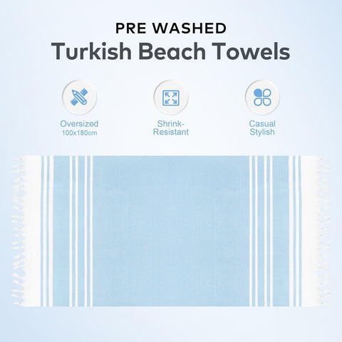 LINENKART 100% Cotton Turkish Beach Towel 180×100cm, Oversized Absorbent Towels, Sand-Free, Quick Dry & Lightweight Pool Towel for Swimming, Travel, Holiday – Lime