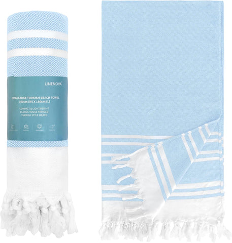 LINENKART 100% Cotton Turkish Beach Towel 180×100cm, Oversized Absorbent Towels, Sand-Free, Quick Dry & Lightweight Pool Towel for Swimming, Travel, Holiday – Lime