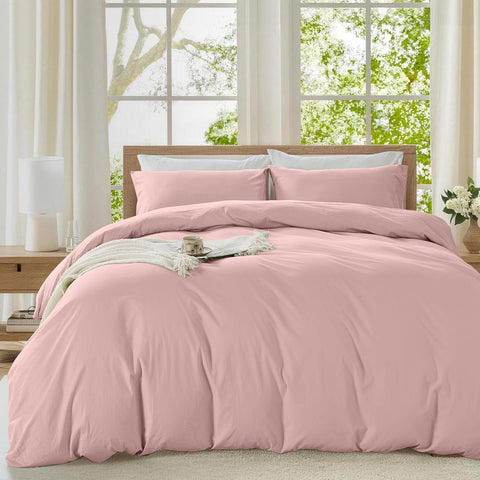 LINENCART Vintage Stone Washed 100% Cotton Quilt Cover Set Queen Size, 3 Piece Doona Duvet Cover with Pillowcases, Naturally Soft & Breathable All Season Bedding - Charcoal