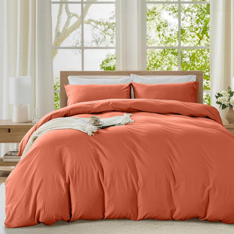 LINENCART Vintage Stone Washed 100% Cotton Quilt Cover Set Queen Size, 3 Piece Doona Duvet Cover with Pillowcases, Naturally Soft & Breathable All Season Bedding - Charcoal