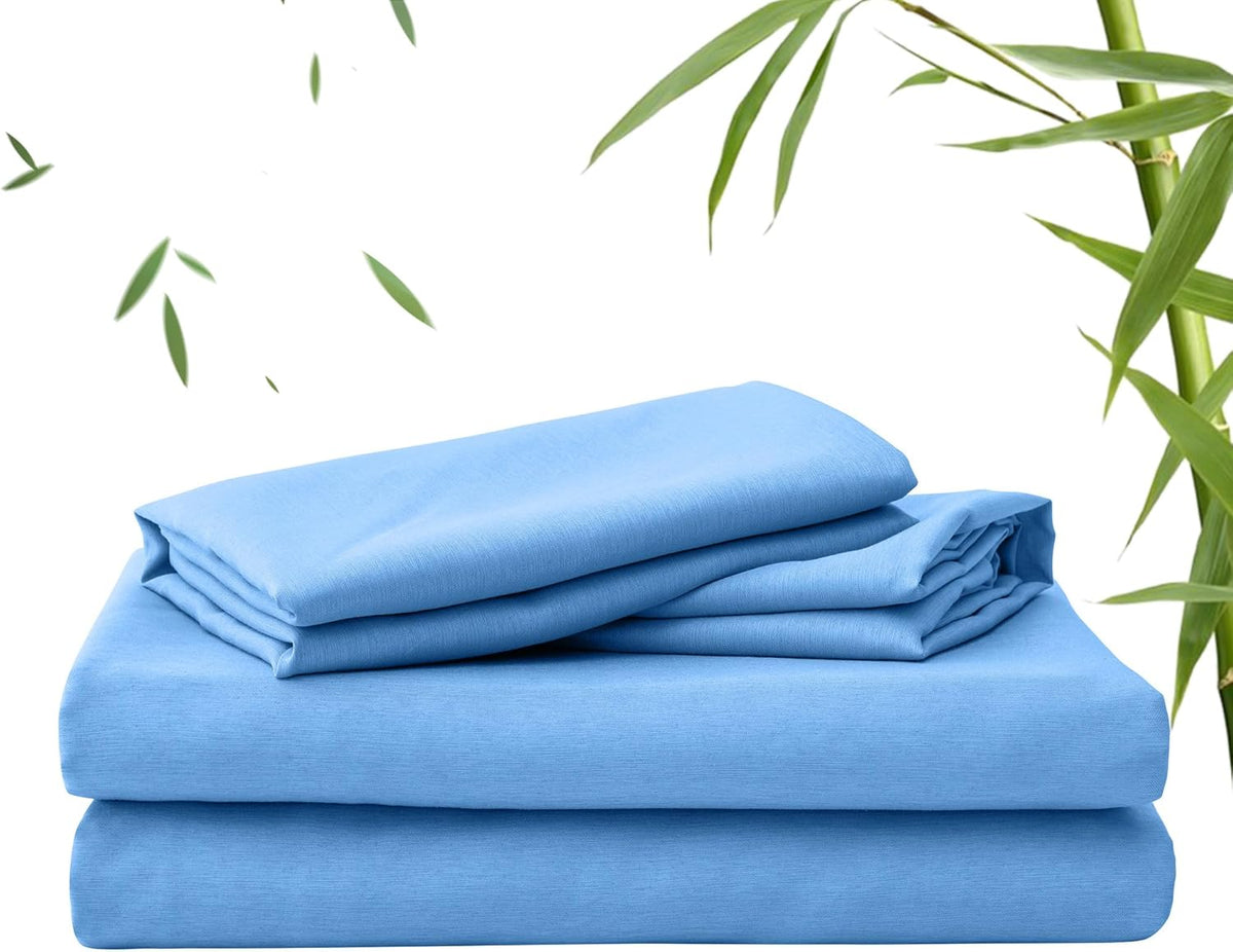 LINEKART 2000TC Bamboo Bed Sheets King Single – Ultra Soft 3 Piece Sheet Set, Deep Pocket 40cm, Natural Breathable & Sweat-Wicking, Ideal for Hot Sleepers (Ocean)