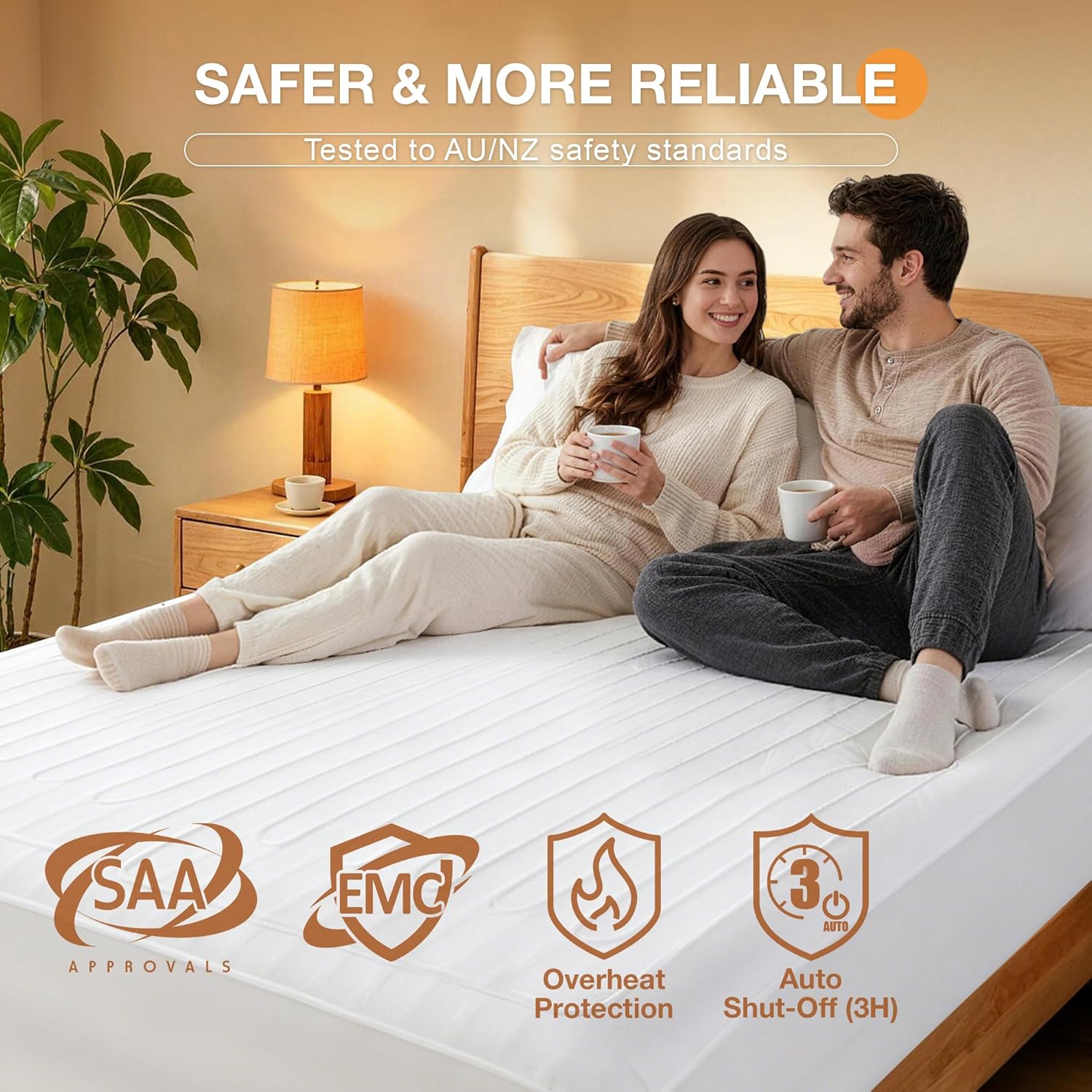 LINENCART King Single Electric Blanket Fully Fitted Heated Underblanket, 3 Heat Settings, 3 Hour Auto Shut Off, Overheat Protection, Energy Efficient Machine Washable Heated Mattress Blanket (King Single, White)