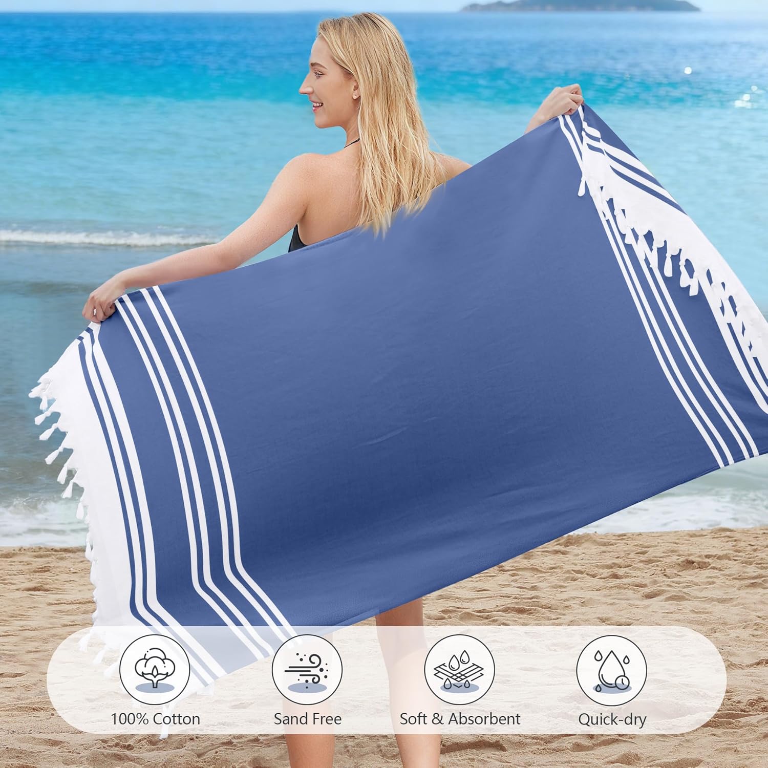 LINENKART 100% Cotton Turkish Beach Towel 180×100cm, Oversized Absorbent Towels, Sand-Free, Quick Dry & Lightweight Pool Towel for Swimming, Travel, Holiday – Lime