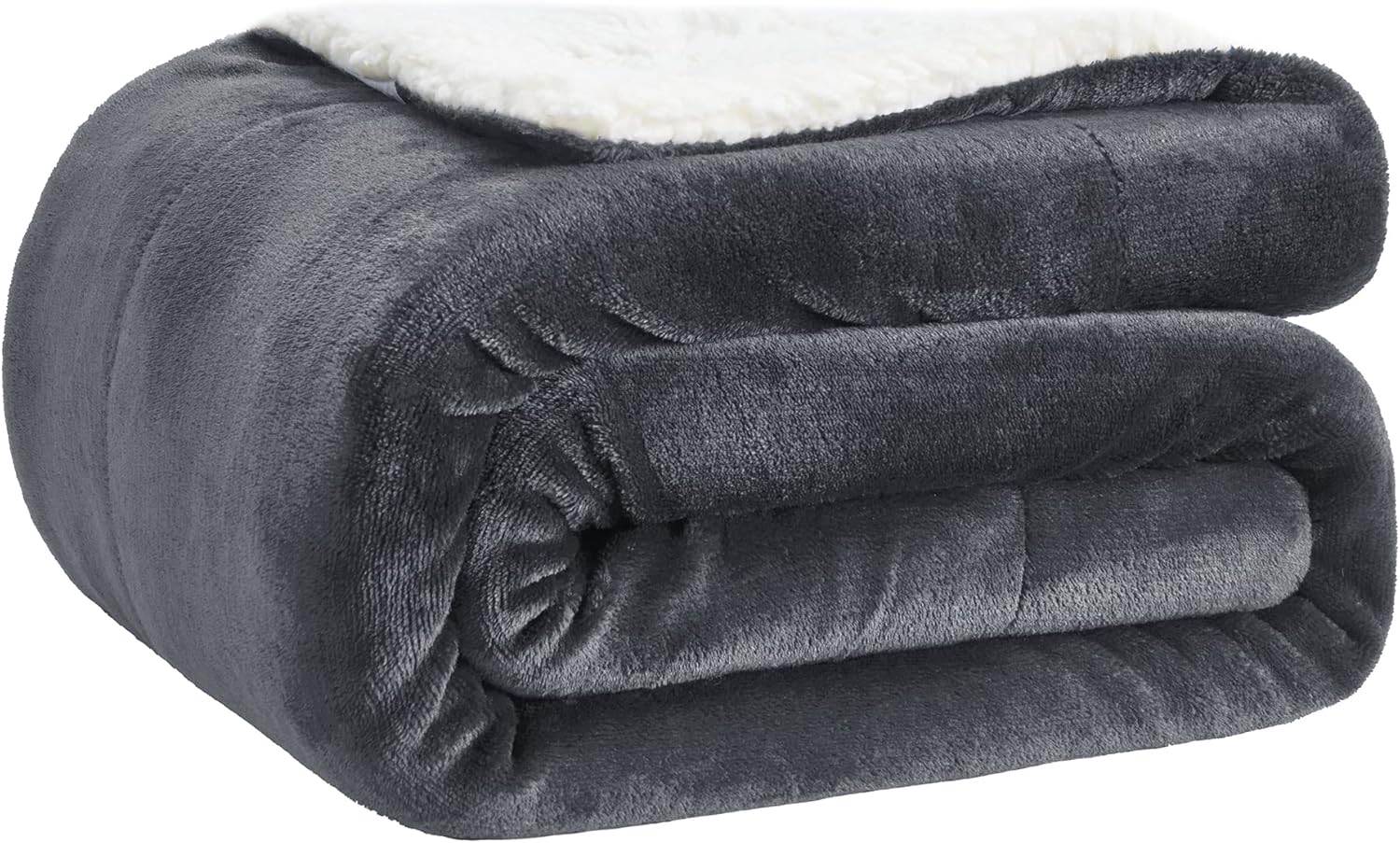 LINENOVA Sherpa Fleece Blanket Single 220x240cm, Thick & Warm Cozy Blanket for Winter, Soft Fuzzy Plush Throw for Sofa, Bed, Pets - Charcoal