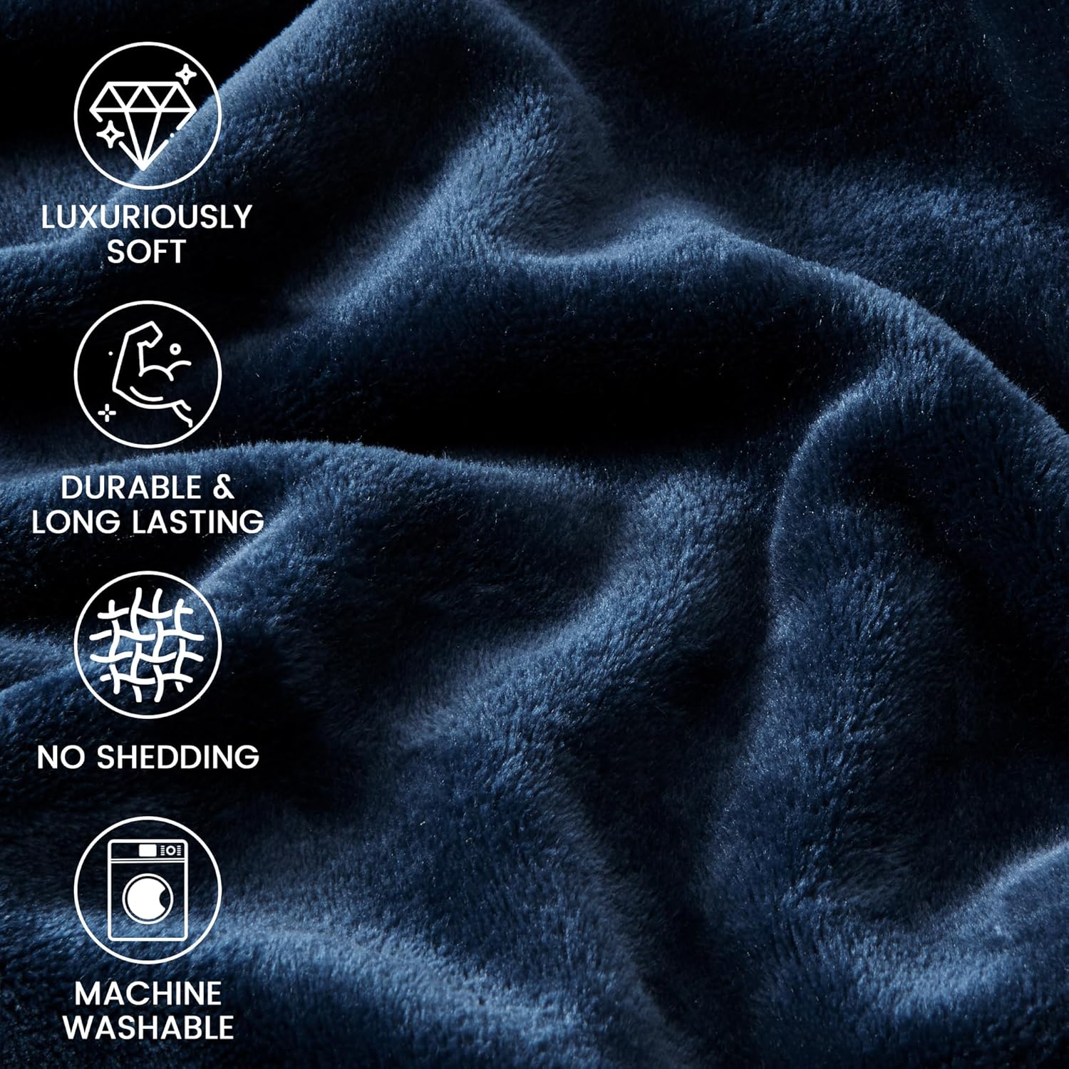 LINENOVA Fleece Blanket 152x203cm Navy, 300GSM Super Soft and Warm Flannel Throw for Bed, Sofa, Couch or Travel