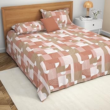 Himêya 100% Cotton King Size Bedsheet, 120 TC, Soft & Breathable, Skin-Friendly Fabric, & Lightweight, Elegant Design, Easy to Wash, Perfect for Home & Bedroom Decor