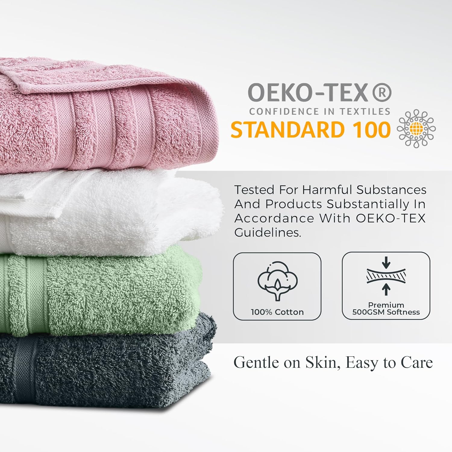 LINENOVA 100% Cotton Bath Towels 4 Pack - Premium 450GSM Soft & Lightweight Towel Set, Quick Dry & Absorbent Bathroom Towels, Ideal for Hotel, Spa and Gym Use (65x130cm, White)