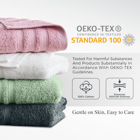 LINENOVA 100% Cotton Bath Towels 4 Pack - Premium 450GSM Soft & Lightweight Towel Set, Quick Dry & Absorbent Bathroom Towels, Ideal for Hotel, Spa and Gym Use (65x130cm, White)