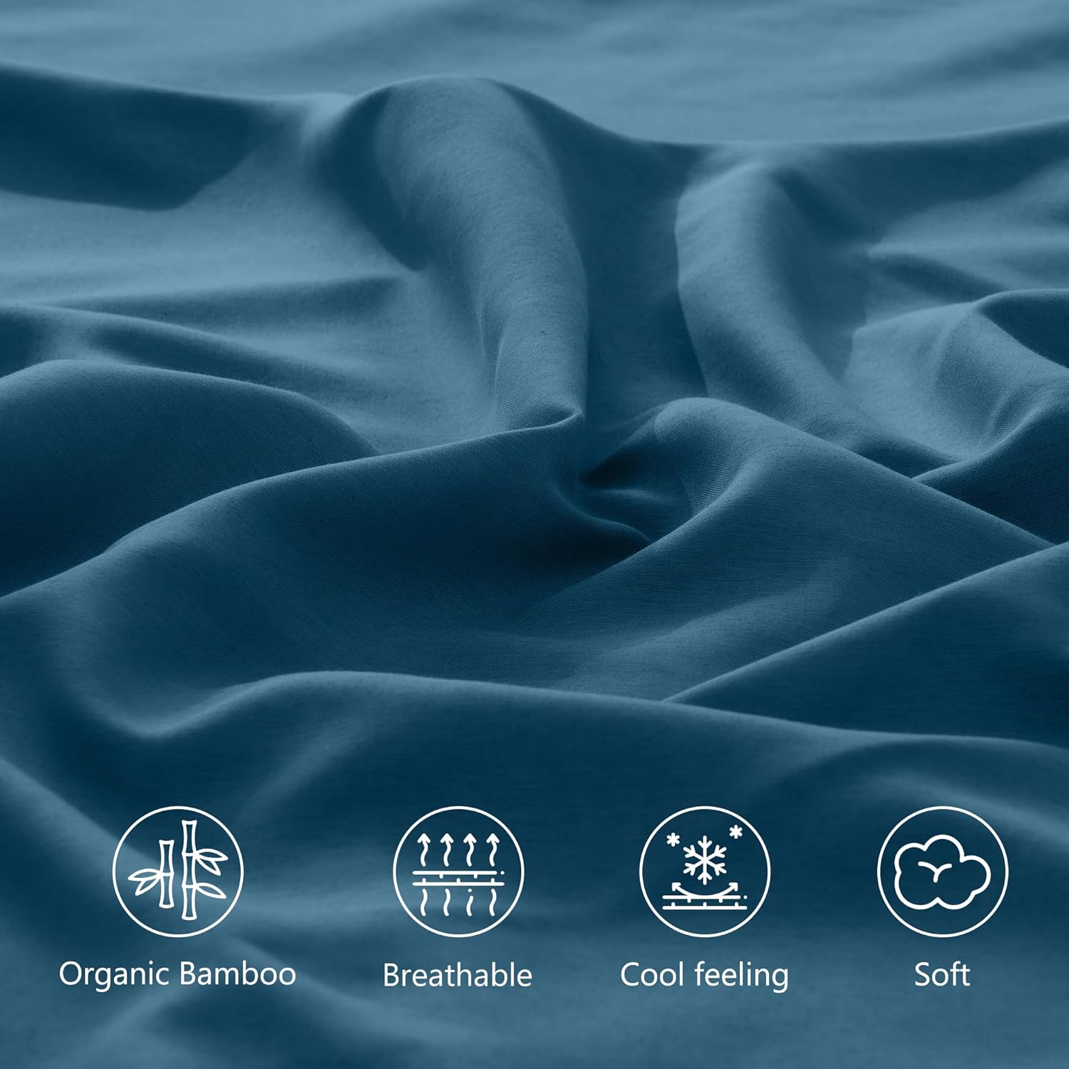 LINENOVA Standard Pillowcase Set of 2, Cooling Rayon from Bamboo Pillow Cases, 2000 TC Ultra Soft & Breathable Envelope Pillow Cover, Moisture-Wicking for Hot Sleepers(Biscay Blue, 48 * 74cm)