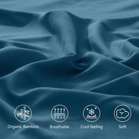 LINENOVA Standard Pillowcase Set of 2, Cooling Rayon from Bamboo Pillow Cases, 2000 TC Ultra Soft & Breathable Envelope Pillow Cover, Moisture-Wicking for Hot Sleepers(Biscay Blue, 48 * 74cm)