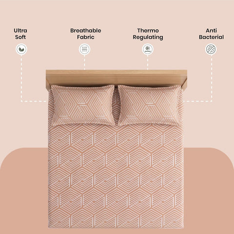 LINENCART Bamboo King Size Bedsheet with 2 Pillow Covers | 100x106 in | 300 TC Floral Printed Bedsheet for Double Bed King Size | Ultra Soft & Anti-Microbial King Size Bed Sheet | Pack of 1, Aqua Blue