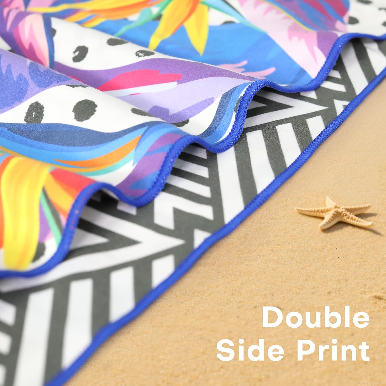 LINENOVA Microfiber Beach Towel 160x80cm, Dual-Sided Quick Dry Pool Towel with Pouch, Absorbent, Sand Free & Lightweight Compact Beach Blanket for Swimming, Yoga, Camping - Bird of Paradise