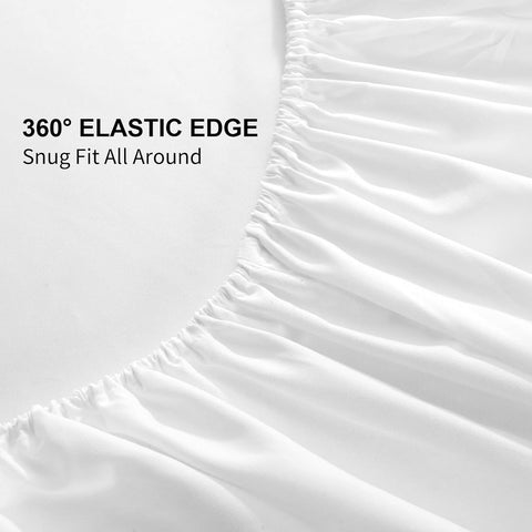 LINENOVA Hotel Quality Double Bed Sheet Set – 4 Piece 2000TC Ultra Soft Durable Brushed Microfibre – 40cm Deep Pocket Fitted Sheet, Flat Sheet & 2 Pillowcases – Wrinkle-Free & Easy Care – White