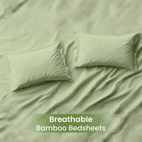 LINENCART Bamboo King Size Bedsheet with 2 Pillow Covers | 100x106 in | 300 TC Floral Printed Bedsheet for Double Bed King Size | Ultra Soft & Anti-Microbial King Size Bed Sheet | Pack of 1, Aqua Blue