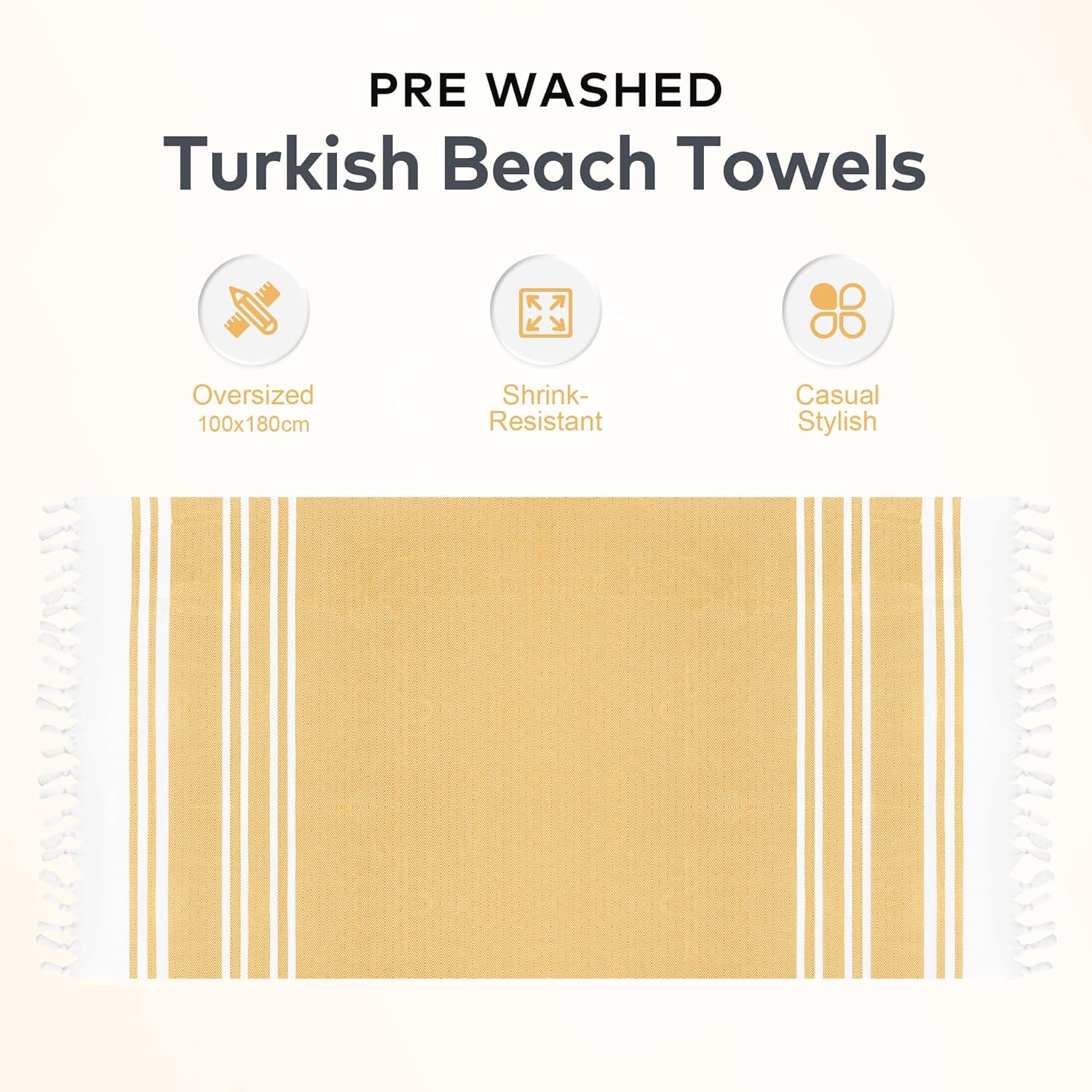 LINENKART 100% Cotton Turkish Beach Towel 180×100cm, Oversized Absorbent Towels, Sand-Free, Quick Dry & Lightweight Pool Towel for Swimming, Travel, Holiday – Lime