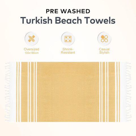 LINENKART 100% Cotton Turkish Beach Towel 180×100cm, Oversized Absorbent Towels, Sand-Free, Quick Dry & Lightweight Pool Towel for Swimming, Travel, Holiday – Lime