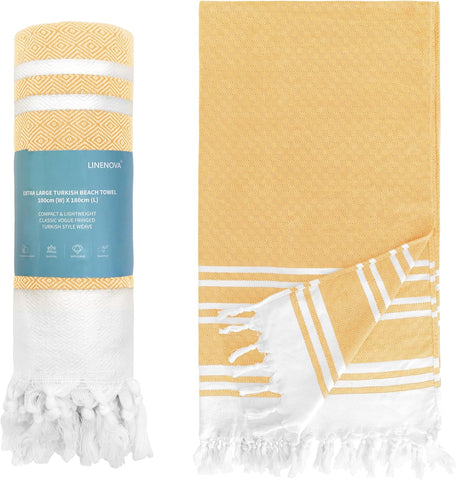 LINENKART 100% Cotton Turkish Beach Towel 180×100cm, Oversized Absorbent Towels, Sand-Free, Quick Dry & Lightweight Pool Towel for Swimming, Travel, Holiday – Lime