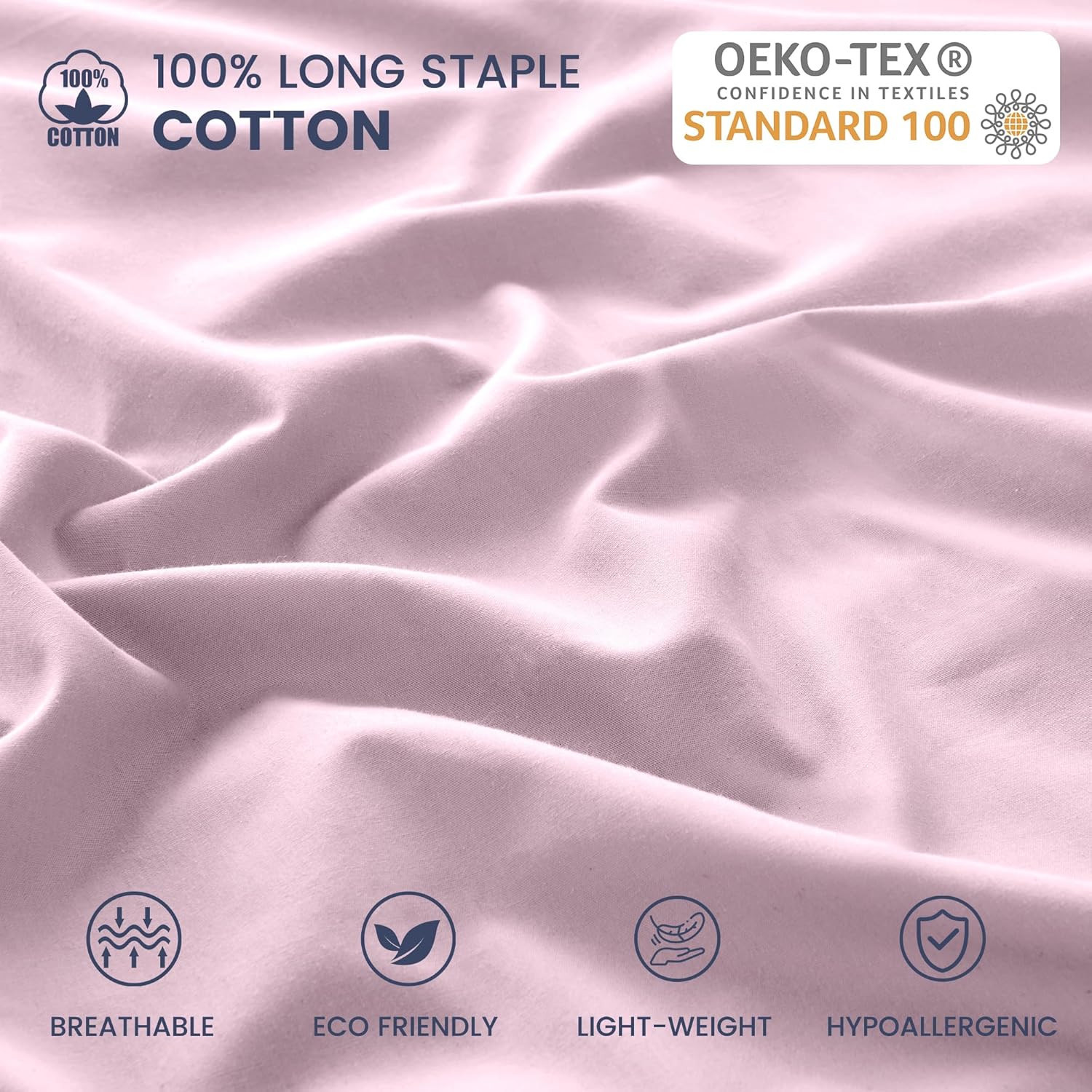 LINENCART 100% Luxury Cotton Standard Pillowcases(Set of 2),Super Soft and Breathable Envelope Closure Pillow Cases - 48x74cm -Black