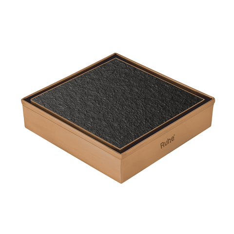 Trueliving Home Brown Tile Insert Shower Drain Channel (4 x 4 Inches) ROSE GOLD PVD Coated