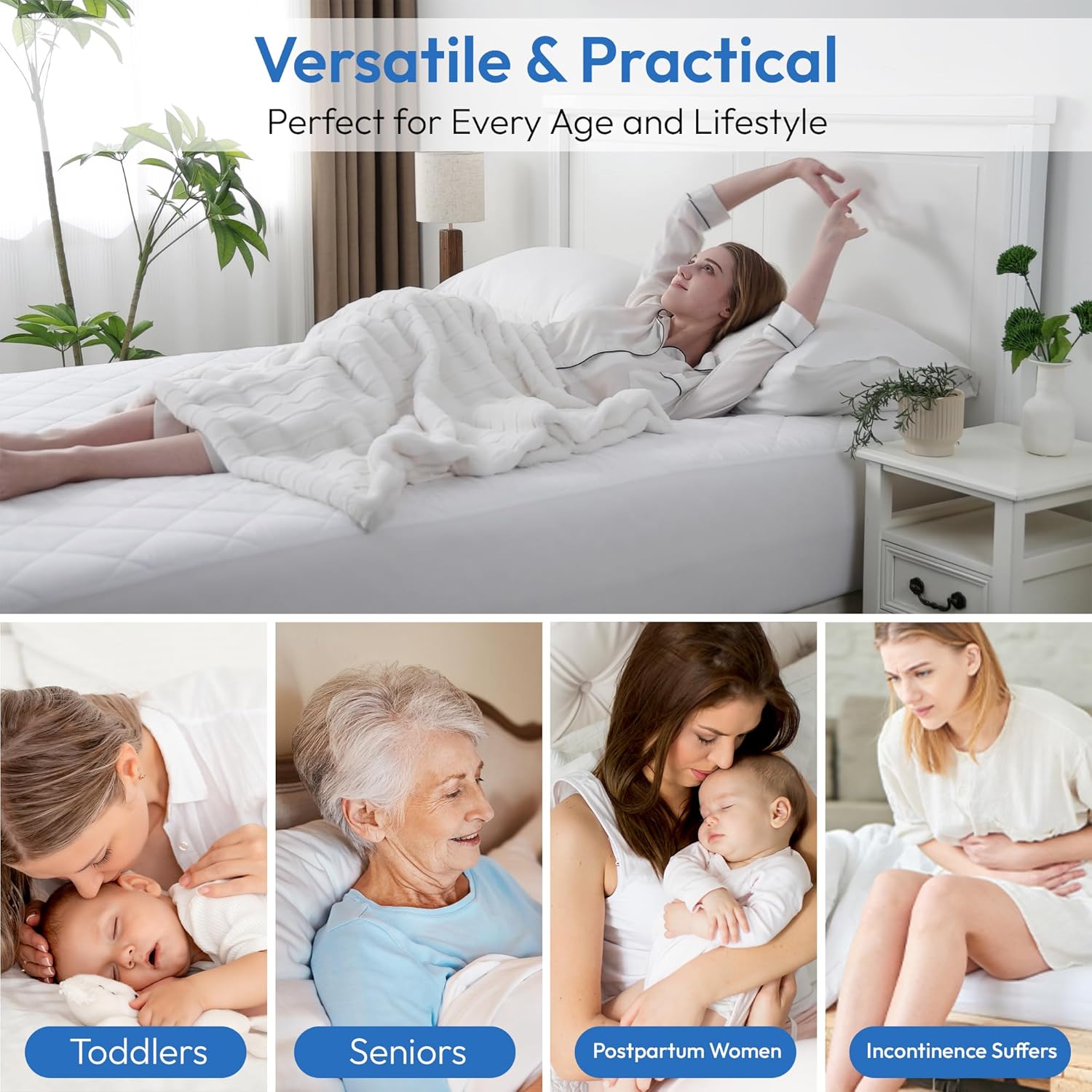 LINENOVA 100% Waterproof Cotton Mattress Protector - Single Size, Soft Quilted Fitted Mattress Pad Cover - Hypoallergenic & Anti-Bacterial - Machine Washable - 40cm Deep Pocket - 1 Pack