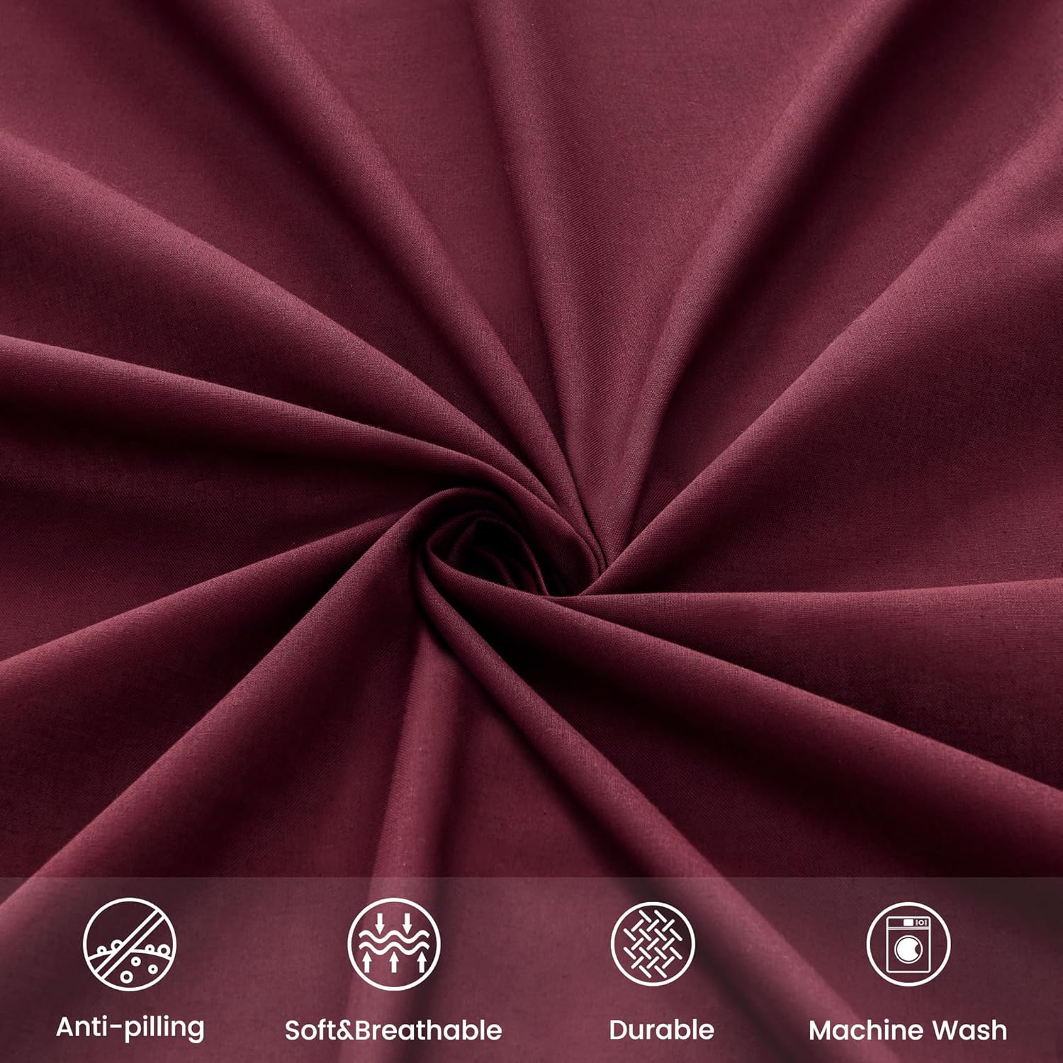 LINENCART Luxury Cotton Blend Pillowcases (Set of 2) - Queen 51x76cm, Envelope Closure Soft and Breathable Pillowcases Set- Burgundy