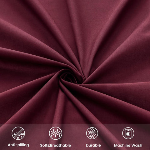 LINENCART Luxury Cotton Blend Pillowcases (Set of 2) - Queen 51x76cm, Envelope Closure Soft and Breathable Pillowcases Set- Burgundy