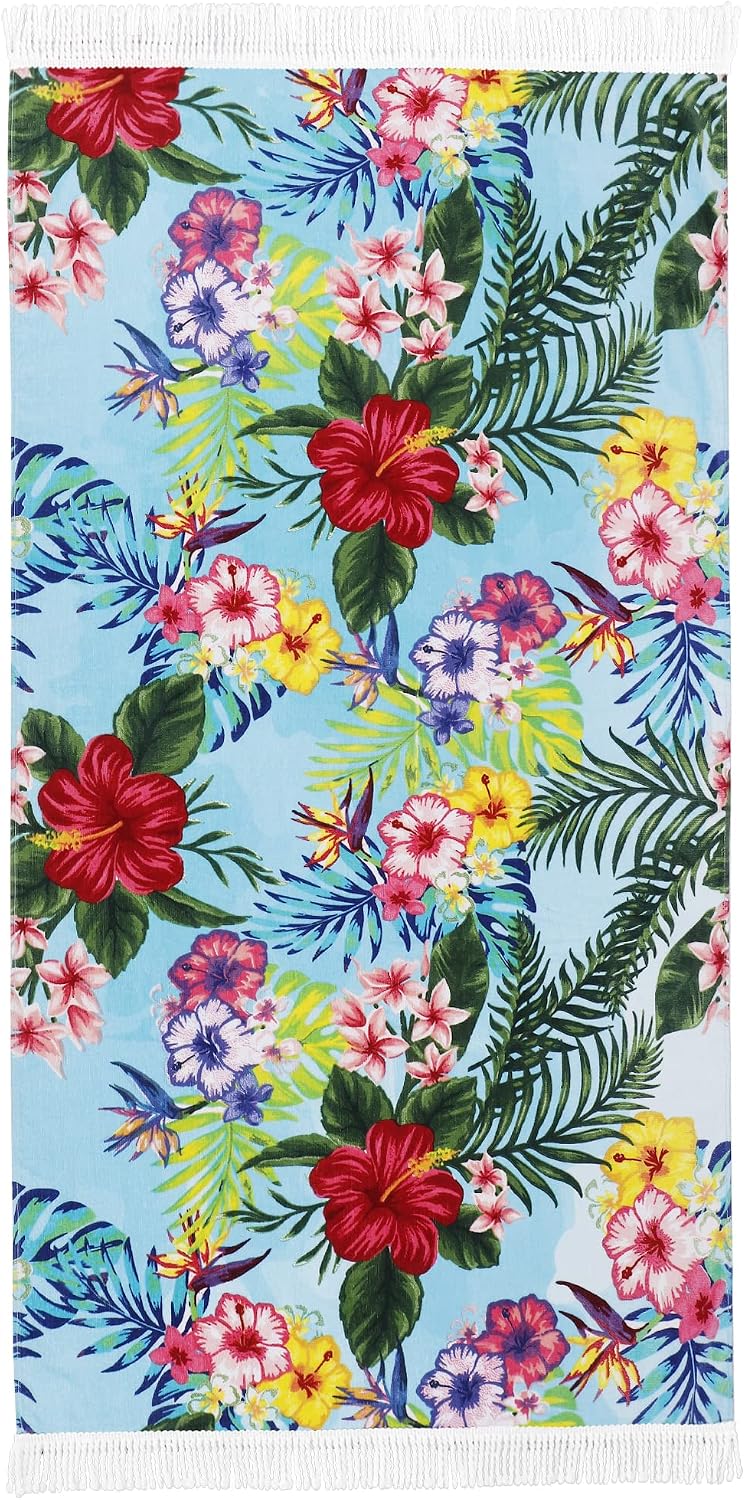 LINEKART 100% Cotton Beach Towel -86x163cm Sand Free Beach Blanket Soft and Absorbent Towels for Swimming, Sports, Beach, Gym, Travel ((Nautical Stripe