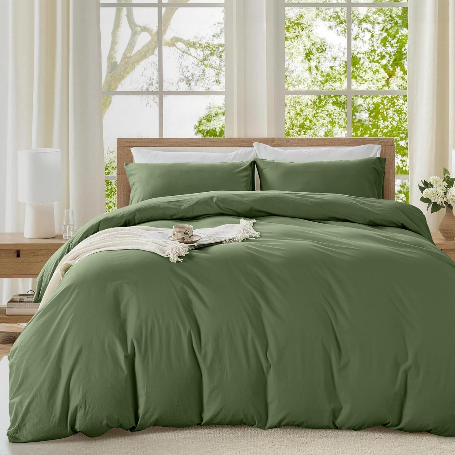 LINENCART Vintage Stone Washed 100% Cotton Quilt Cover Set Queen Size, 3 Piece Doona Duvet Cover with Pillowcases, Naturally Soft & Breathable All Season Bedding - Charcoal