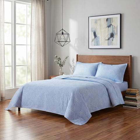 LINENCART Bamboo King Size Bedsheet with 2 Pillow Covers | 100x106 in | 300 TC Floral Printed Bedsheet for Double Bed King Size | Ultra Soft & Anti-Microbial King Size Bed Sheet | Pack of 1, Aqua Blue