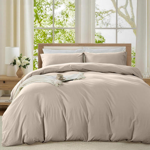 LINENCART Vintage Stone Washed 100% Cotton Quilt Cover Set Queen Size, 3 Piece Doona Duvet Cover with Pillowcases, Naturally Soft & Breathable All Season Bedding - Charcoal