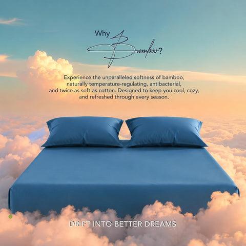 LINENCART Bamboo King Size Bedsheet with 2 Pillow Covers | 100x106 in | 300 TC Floral Printed Bedsheet for Double Bed King Size | Ultra Soft & Anti-Microbial King Size Bed Sheet | Pack of 1, Aqua Blue