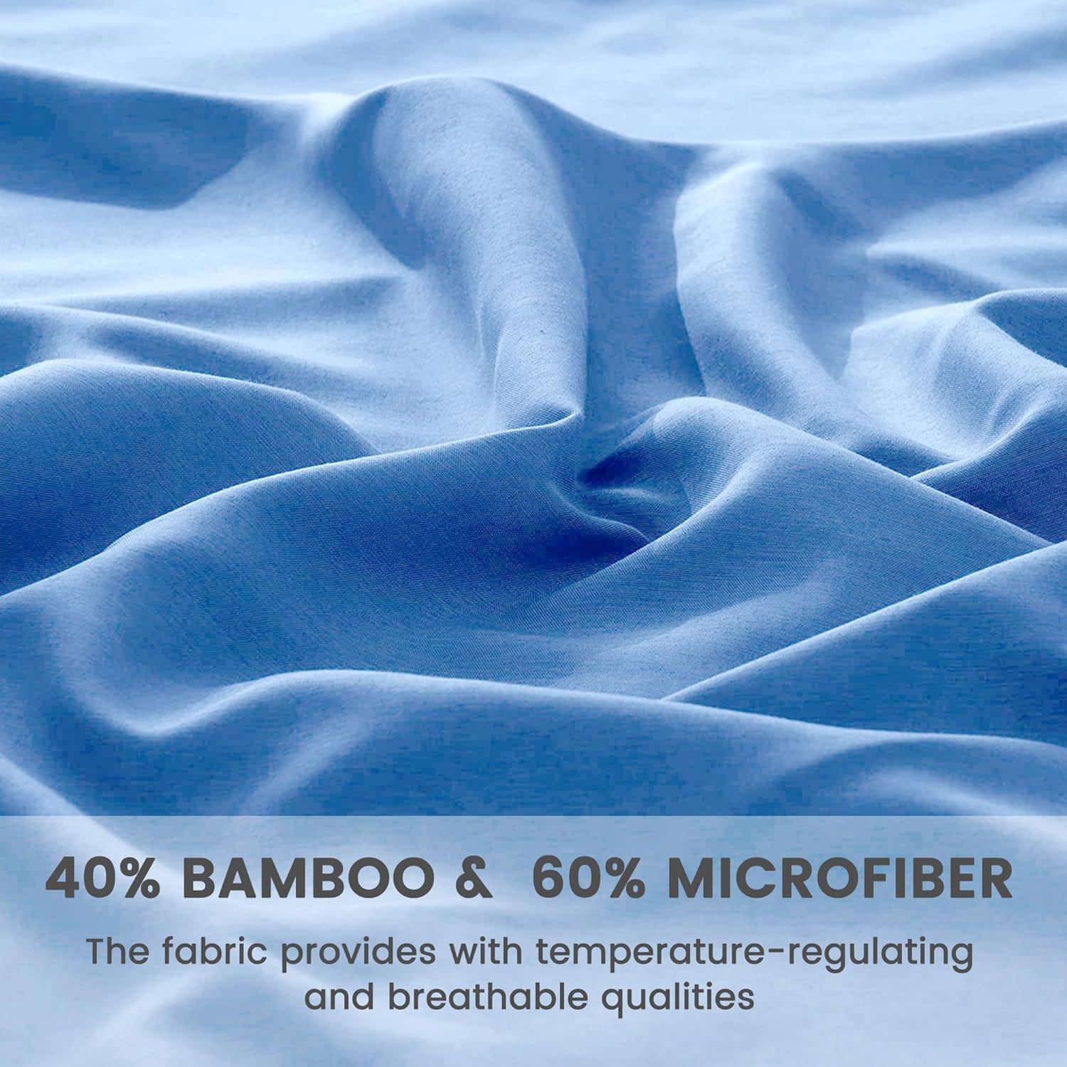 LINENOVA 2000TC Bamboo Bed Sheets King Single – Ultra Soft 3 Piece Sheet Set, Deep Pocket 40cm, Natural Breathable & Sweat-Wicking, Ideal for Hot Sleepers (Ocean)