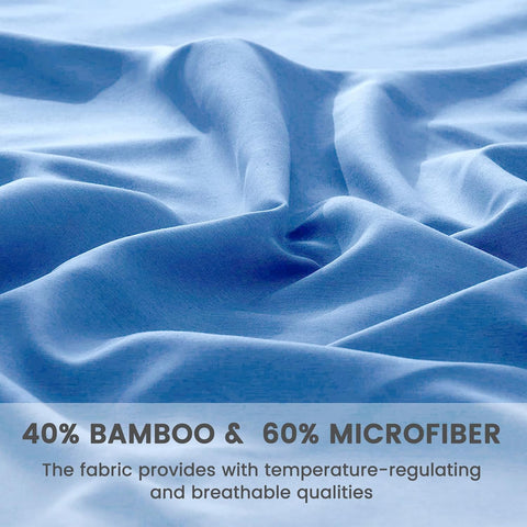 LINENOVA 2000TC Bamboo Bed Sheets King Single – Ultra Soft 3 Piece Sheet Set, Deep Pocket 40cm, Natural Breathable & Sweat-Wicking, Ideal for Hot Sleepers (Ocean)