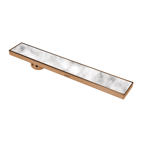 Trueliving Home Brown Marble Insert Shower Drain Channel (36 x 4 Inches) ROSE GOLD PVD Coated