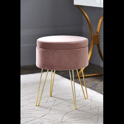 Trueliving Golden Pink Table Stool (Table H 30 x W 34 x D 18 Stool H 18 x W 16 x D 14)