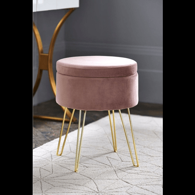 Trueliving Golden Pink Table Stool (Table H 30 x W 34 x D 18 Stool H 18 x W 16 x D 14)
