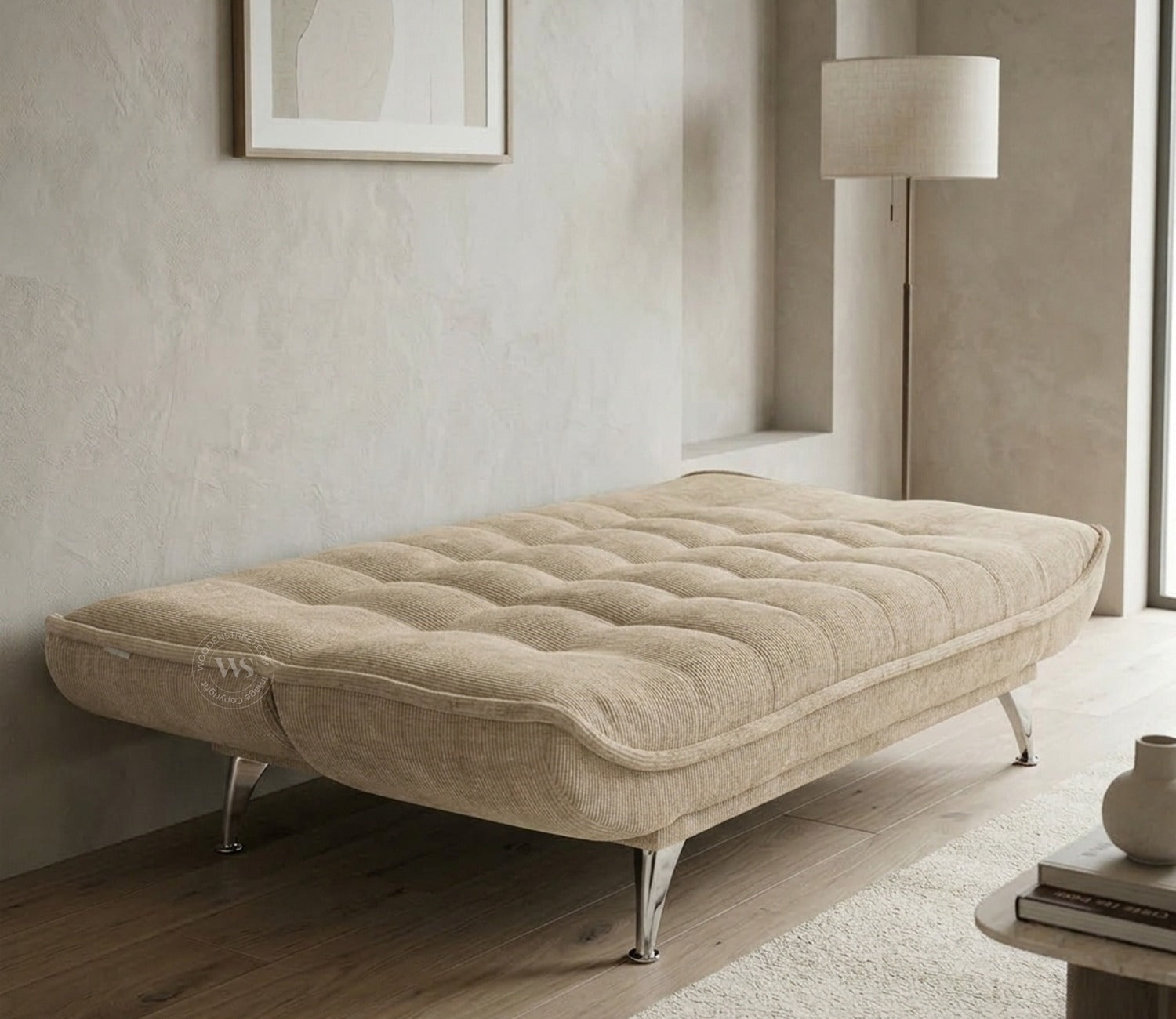 Bastion Premium Upholstery Fabric Sofa cum Bed (Beige)