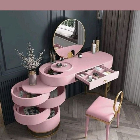 Trueliving Pinky Round Luxury Dresser Table H 71 x W 23 x D 15