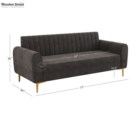Medusa 3 Seater Fabric Sofa (Velvet, Graphite Grey)