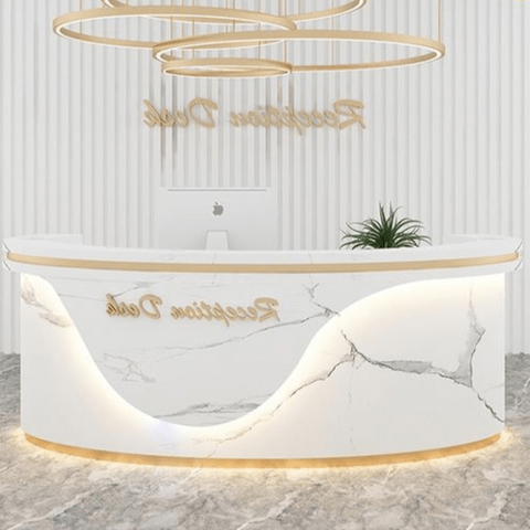 Trueliving White Luxury Small LED Light Reception Table 30D x 100W x 155H Centimeters