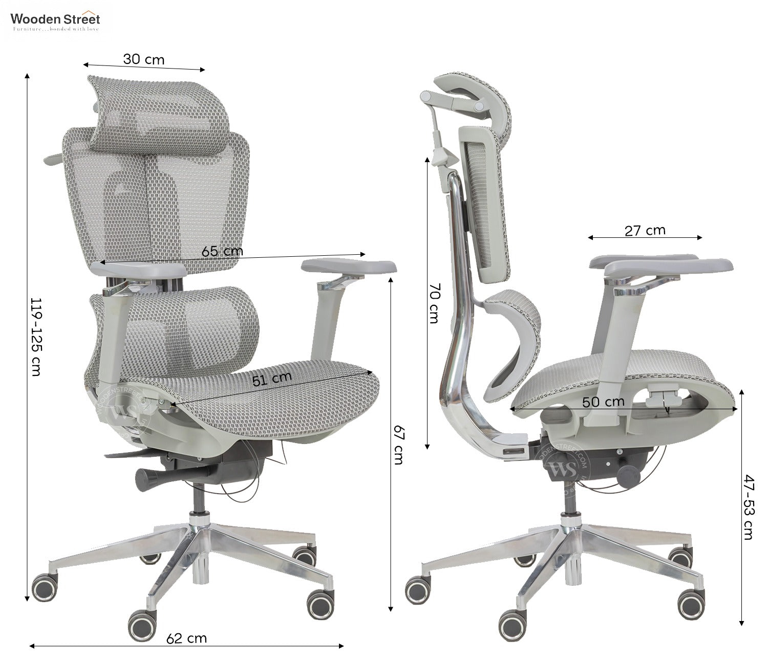 Bezus Ergonomic High Back Mesh Office Chair (Grey)